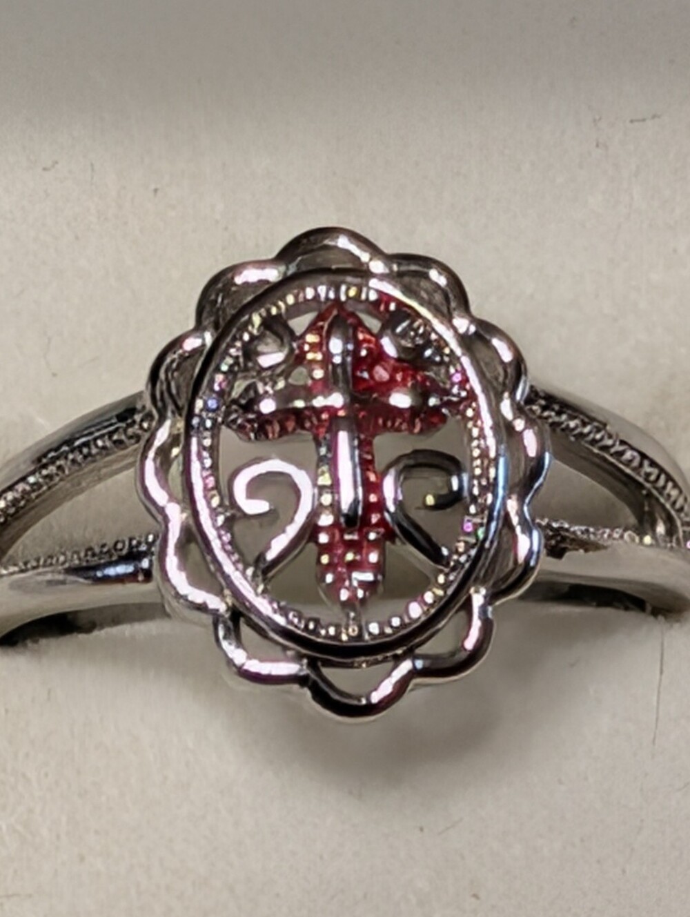 Silver / Rose Gold Cross Ring